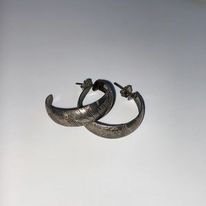 silver patterned/etched earrings